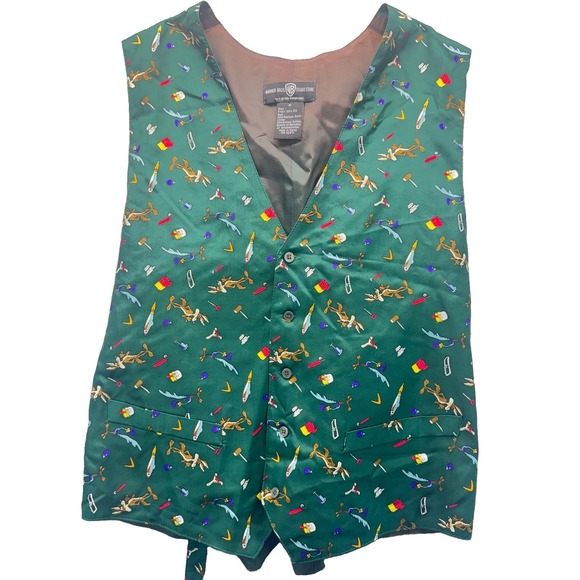 Warner Bros Studio Store Other - Vintage Warner Bros Studio Store Wile E Coyote Silk Vest Mens Medium 1995 Flawed